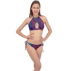 Metallic Rainbow Cross Front Halter Bikini Set by Dazzleway