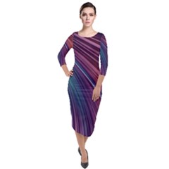 Metallic Rainbow Quarter Sleeve Midi Velour Bodycon Dress by Dazzleway