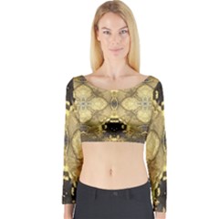 Black And Gold Long Sleeve Crop Top by Dazzleway