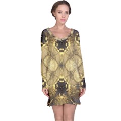 Black And Gold Long Sleeve Nightdress by Dazzleway