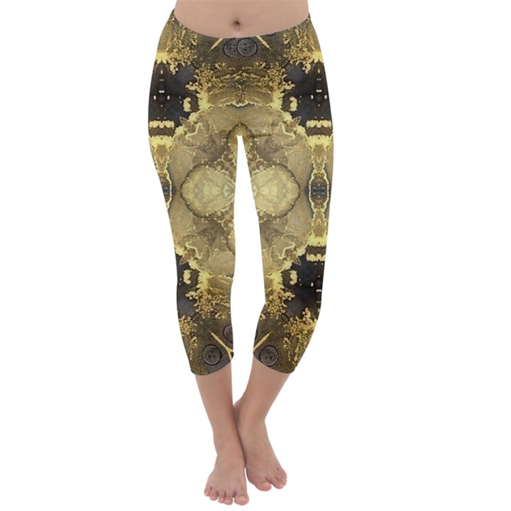 Black and gold Capri Winter Leggings 