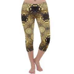 Black And Gold Capri Yoga Leggings by Dazzleway