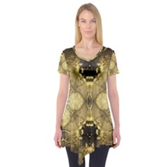 Black And Gold Short Sleeve Tunic  by Dazzleway