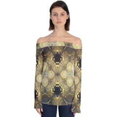 Black And Gold Off Shoulder Long Sleeve Top by Dazzleway