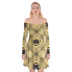 Black And Gold Off Shoulder Skater Dress by Dazzleway