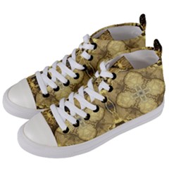 Black And Gold Women s Mid-top Canvas Sneakers by Dazzleway