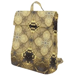 Black And Gold Flap Top Backpack by Dazzleway