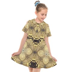 Black And Gold Kids  Short Sleeve Shirt Dress by Dazzleway