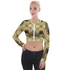 Black And Gold Long Sleeve Cropped Velvet Jacket by Dazzleway