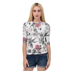 Garden Floral Print Quarter Sleeve Raglan Tee