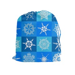 Snowflakes Drawstring Pouch (xl) by Sobalvarro