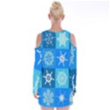 Snowflakes Velvet Long Sleeve Shoulder Cutout Dress View2