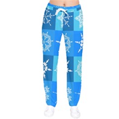 Snowflakes Women Velvet Drawstring Pants by Sobalvarro