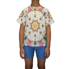 Cute Kaleidoscope Kids  Short Sleeve Swimwear by Dazzleway