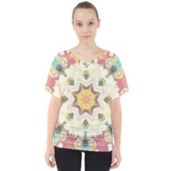 Cute Kaleidoscope V-neck Dolman Drape Top by Dazzleway