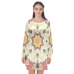 Cute Kaleidoscope Long Sleeve Chiffon Shift Dress  by Dazzleway