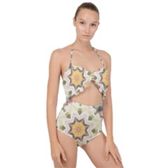 Cute Kaleidoscope Scallop Top Cut Out Swimsuit by Dazzleway