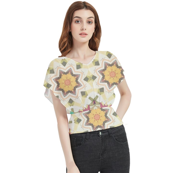 Cute kaleidoscope Butterfly Chiffon Blouse