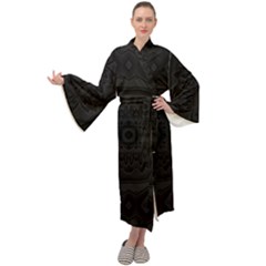 Black And Gray Maxi Velour Kimono by Dazzleway