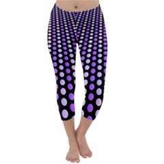 Purple And Pink Dots Pattern, Black Background Capri Winter Leggings 