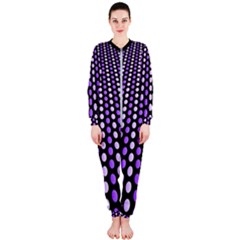 Purple And Pink Dots Pattern, Black Background Onepiece Jumpsuit (ladies)  by Casemiro