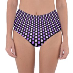 Purple And Pink Dots Pattern, Black Background Reversible High-waist Bikini Bottoms by Casemiro