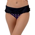 Purple and Pink Dots Pattern, black background Frill Bikini Bottom View1