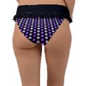 Purple and Pink Dots Pattern, black background Frill Bikini Bottom View2