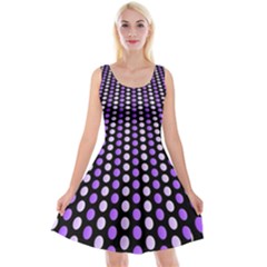 Purple And Pink Dots Pattern, Black Background Reversible Velvet Sleeveless Dress