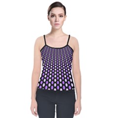 Purple And Pink Dots Pattern, Black Background Velvet Spaghetti Strap Top by Casemiro