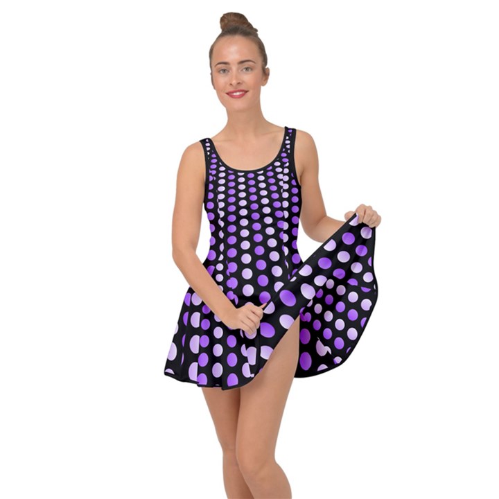 Purple and Pink Dots Pattern, black background Inside Out Casual Dress