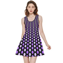 Purple And Pink Dots Pattern, Black Background Inside Out Reversible Sleeveless Dress by Casemiro