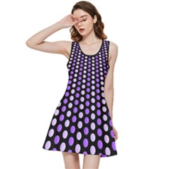 Purple And Pink Dots Pattern, Black Background Inside Out Racerback Dress by Casemiro