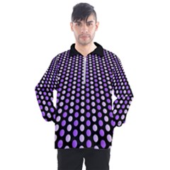 Purple And Pink Dots Pattern, Black Background Men s Half Zip Pullover by Casemiro