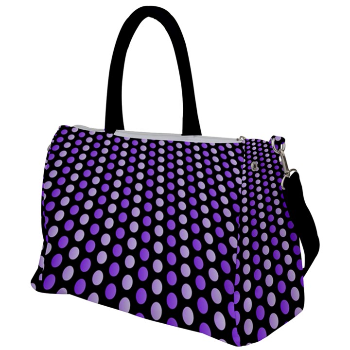 Purple and Pink Dots Pattern, black background Duffel Travel Bag