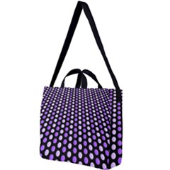 Purple And Pink Dots Pattern, Black Background Square Shoulder Tote Bag