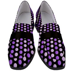 Purple And Pink Dots Pattern, Black Background Women s Chunky Heel Loafers