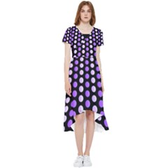 Purple And Pink Dots Pattern, Black Background High Low Boho Dress by Casemiro