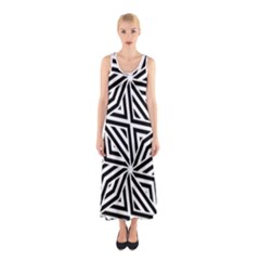 Black And White Abstract Lines, Geometric Pattern Sleeveless Maxi Dress by Casemiro