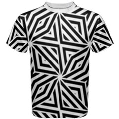 Black And White Abstract Lines, Geometric Pattern Men s Cotton Tee by Casemiro