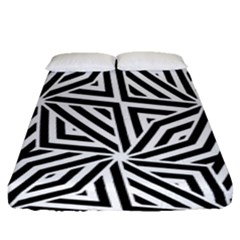 Black And White Abstract Lines, Geometric Pattern Fitted Sheet (queen Size) by Casemiro