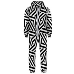 Black And White Abstract Lines, Geometric Pattern Hooded Jumpsuit (men)  by Casemiro