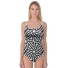 Black And White Abstract Lines, Geometric Pattern Camisole Leotard  by Casemiro