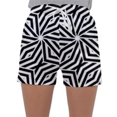 Black And White Abstract Lines, Geometric Pattern Sleepwear Shorts by Casemiro