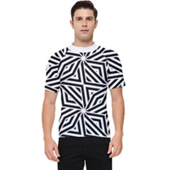 Black And White Abstract Lines, Geometric Pattern Men s Short Sleeve Rash Guard by Casemiro