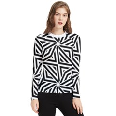 Black And White Abstract Lines, Geometric Pattern Women s Long Sleeve Rash Guard by Casemiro