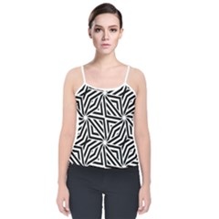 Black And White Abstract Lines, Geometric Pattern Velvet Spaghetti Strap Top by Casemiro