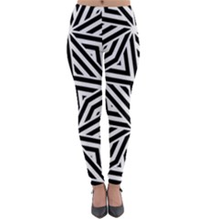 Black And White Abstract Lines, Geometric Pattern Lightweight Velour Leggings by Casemiro