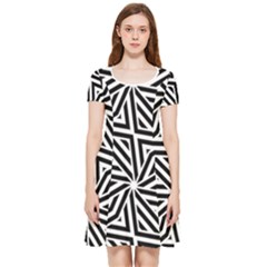 Black And White Abstract Lines, Geometric Pattern Inside Out Cap Sleeve Dress by Casemiro