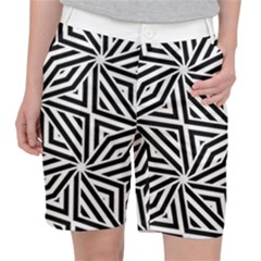 Black And White Abstract Lines, Geometric Pattern Pocket Shorts by Casemiro